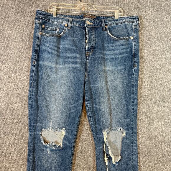 Torrid Jeans Womens 16 Blue Denim High Rise Plus Size Crop Frayed Hem Distressed - Picture 3 of 12